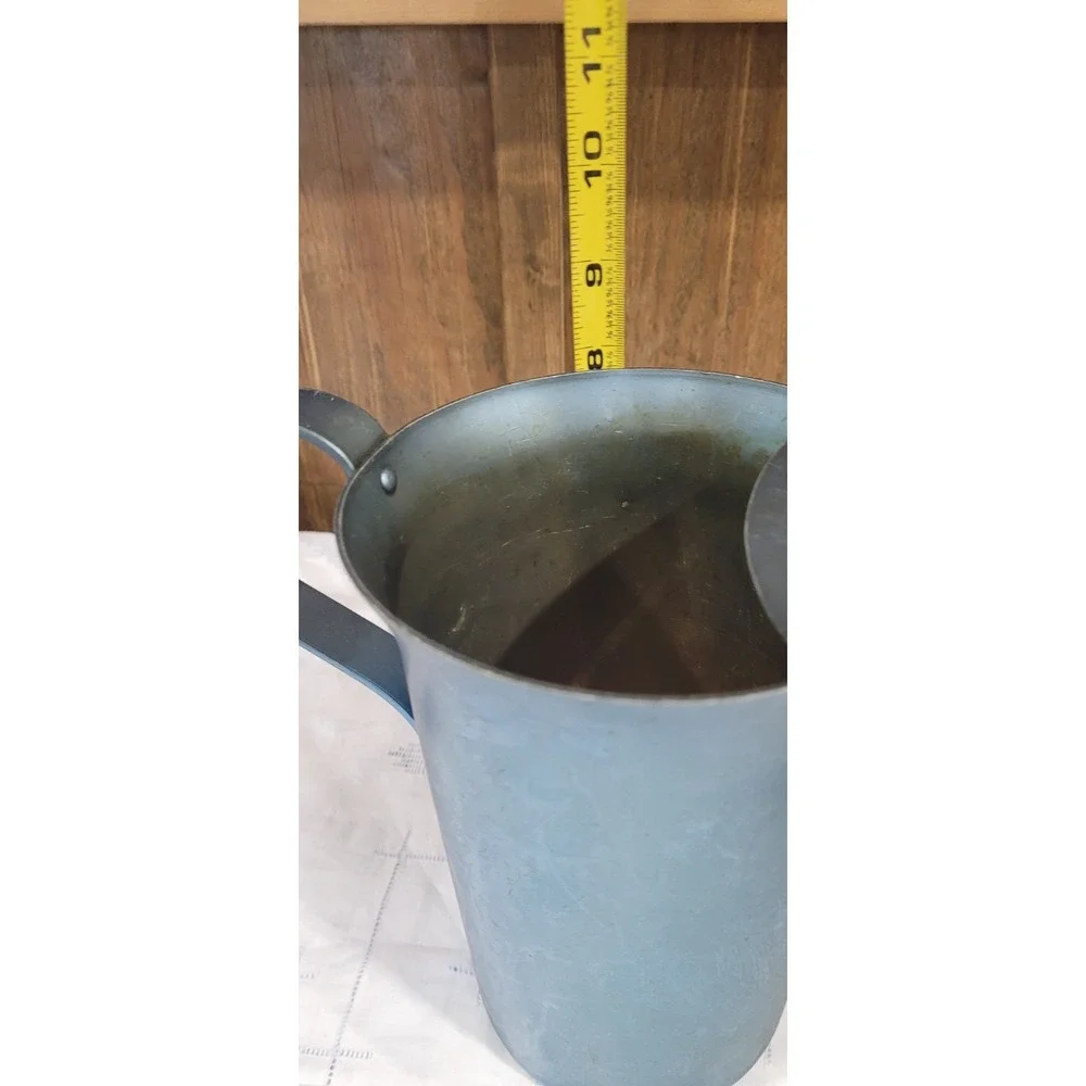 MCM VINTAGE AQUA/BLUE ALUMINUM PITCHER Made in Italy 8